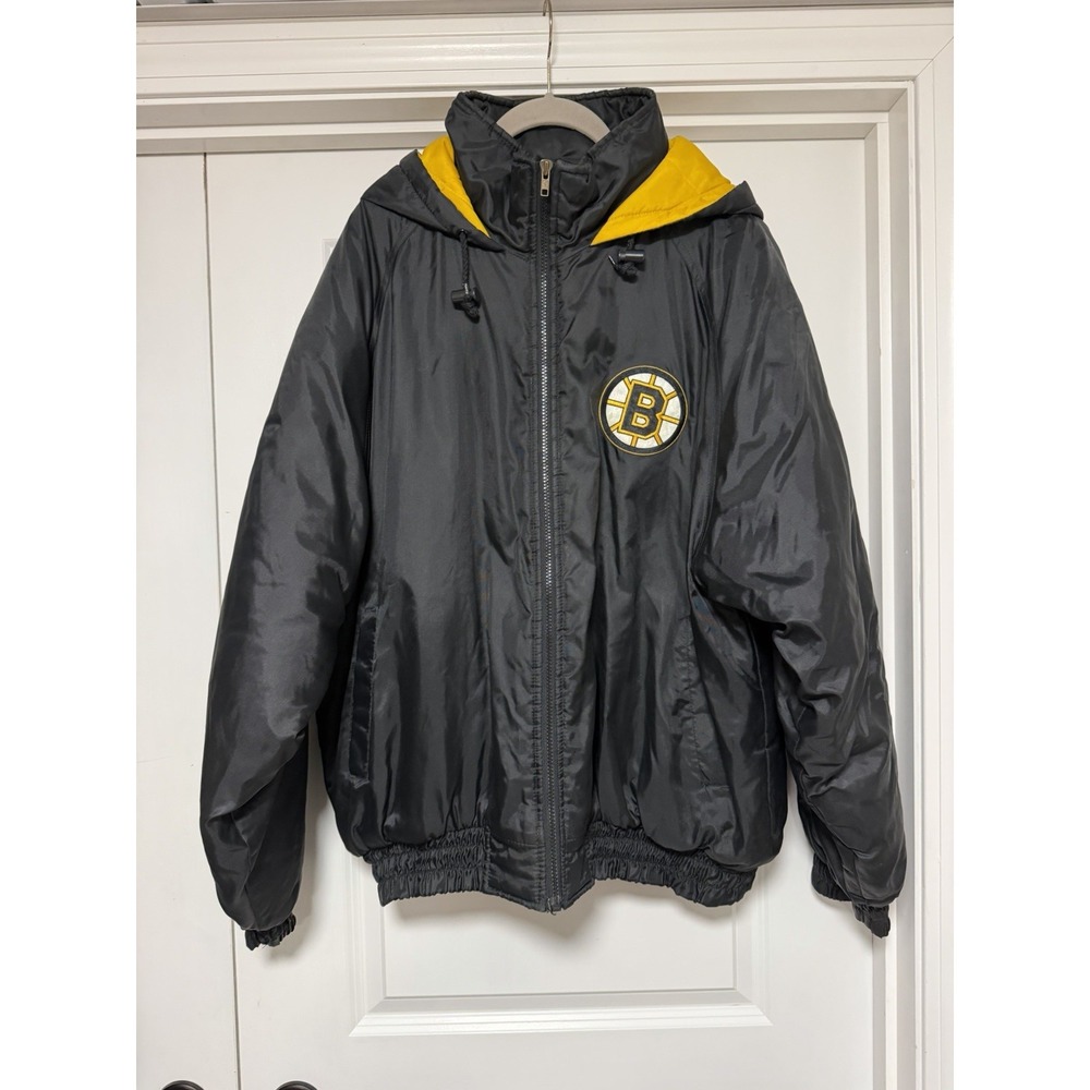 Fans Gear Boston Bruins hooded winter coat, Black & Yellow, Large